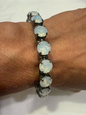 Sorrelli Riveting Romance Antique Silver Tone White Opal Cuff Bracelet